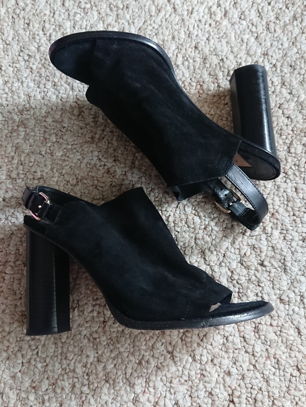 Tamara Mellon Element 100 Suede Black Open Toe Sandals size 7.5
